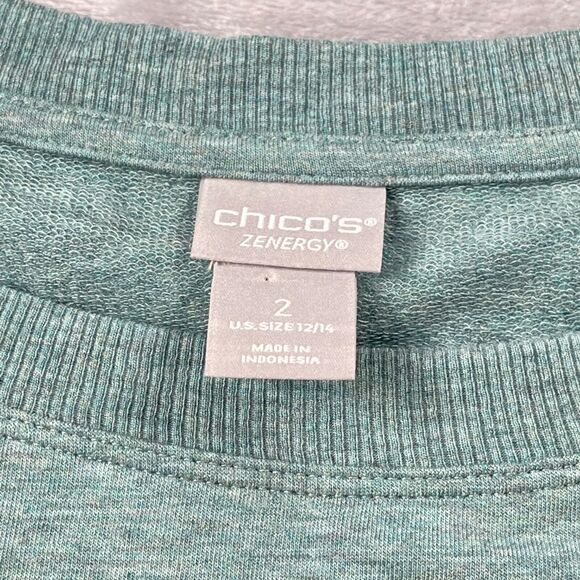 Chico's Zenergy Tunic 2 (12/14) Ribbed Trim Soft Cotton Modal Blend Crew Neck - Picture 5 of 13